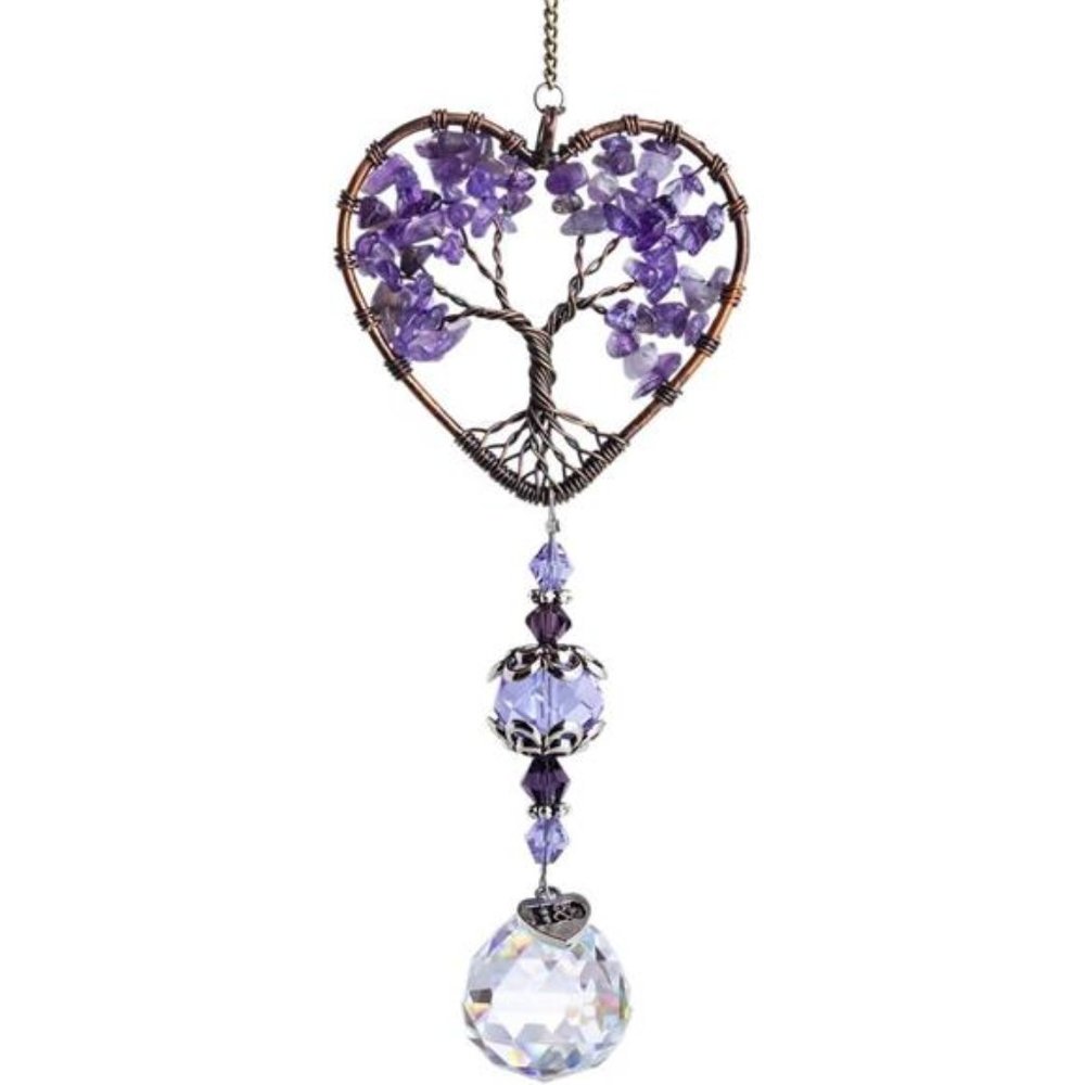 Sun Catcher Crystal Tree of Life Rainbow Maker Drops Hang for Window, Home Decor